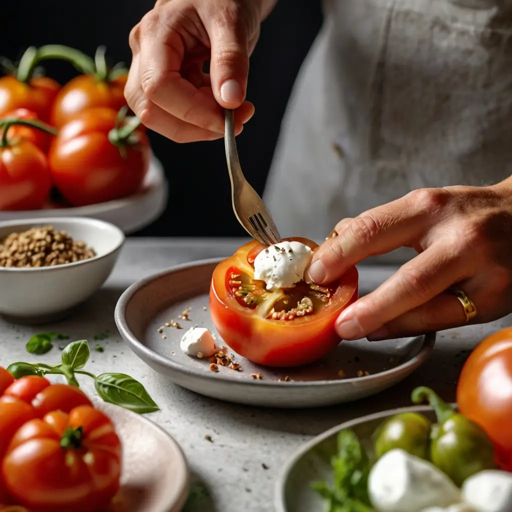 Burrata-Stuffed Heirloom Tomatoes