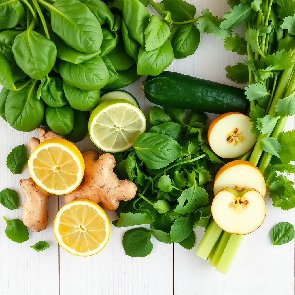 easy-green-juice-recipe-ingredients-flat-lay